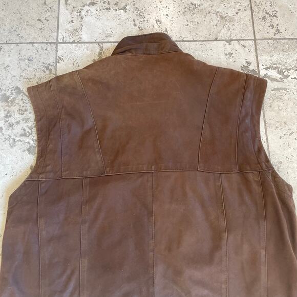 Wilsons Mens Vest Sz S Brown Motorcycle Jacket Genuine Leather Full Zip Biker - Picture 10 of 11